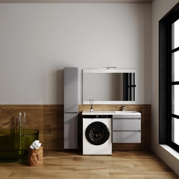 Тумба под стиральную машину подвесная без раковины Style Line Даллас Леон СС-00002451 светло-серый матовый