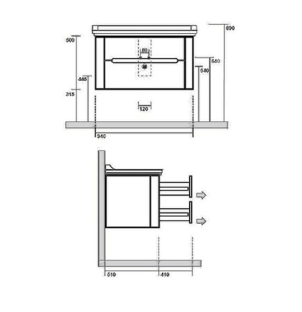 Тумба подвесная без раковины Kerasan Waldorf 925530 bi vaniglia matt