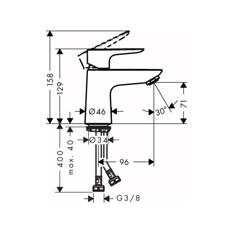Смеситель для раковины без донного клапана CoolStart Hansgrohe Talis E 71704000 хром
