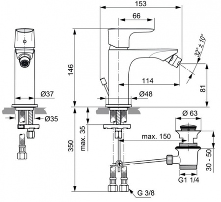 Смеситель для биде Ideal Standard Connect Air A7030AA