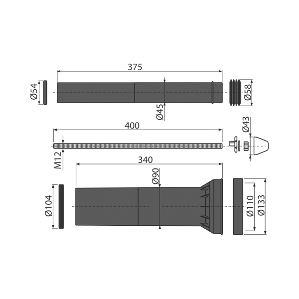 Комплект принадлежностей к унитазу Alcaplast M9000