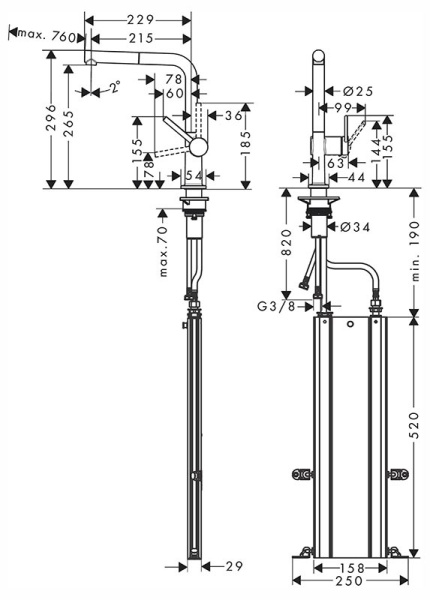 Кухонный смеситель Hansgrohe Talis M54 72809800, сталь