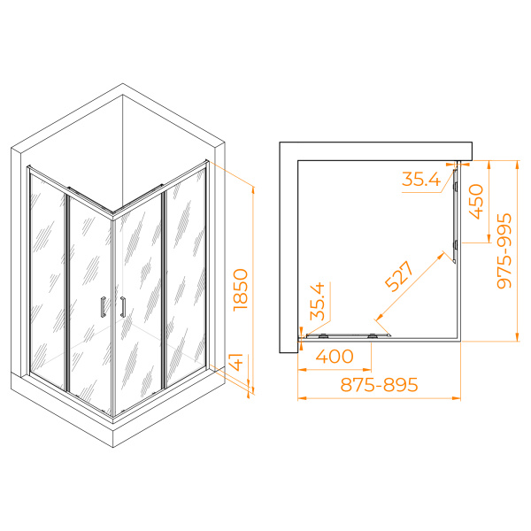 Душевой уголок (100х90) RGW Passage PA-146B 020814690-14 прозрачное