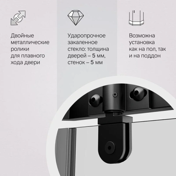 Душевой уголок (90х90) Am.Pm Sunny W87G-405-9090-BT черный матовый