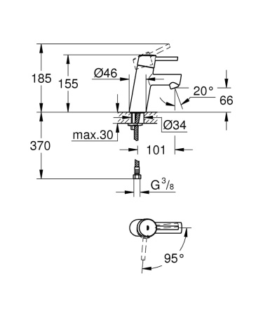 Смеситель однорычажный для раковины Grohe Concetto 2338510E хром