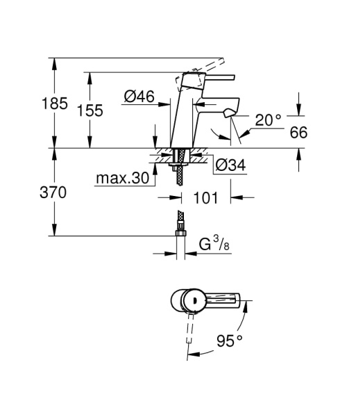Смеситель однорычажный для раковины Grohe Concetto 2338510E хром