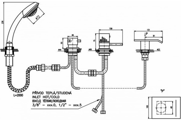 Смеситель на борт ванны Rav Slezak Dunaj DT273.5P