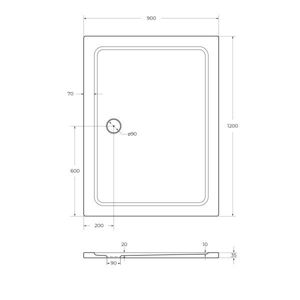 Душевой поддон (120х90) CEZARES TRAY-M-AH-120/90-35-W