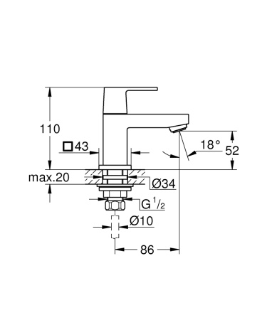 Вертикальный вентиль Grohe Eurocube 23137 000 (23137000) хром