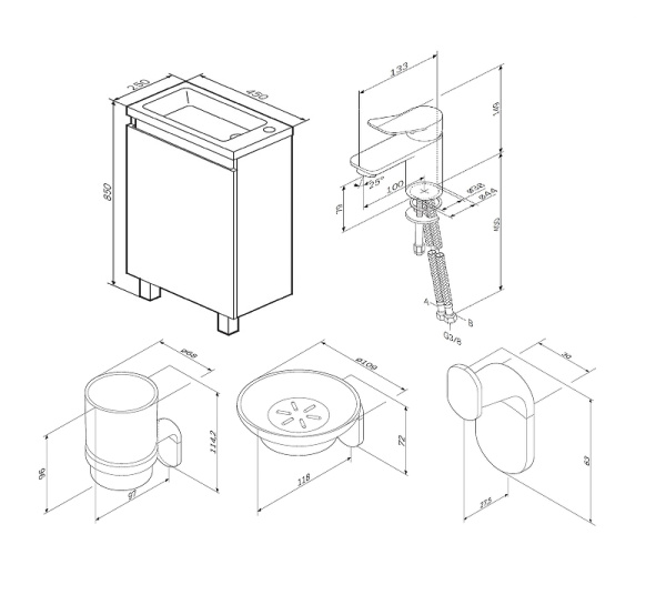 Тумба с раковиной AM.PM X-Joy 45 BK85FJ