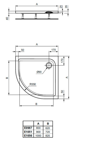 Душевой поддон Ideal Standard CONNECT AIR (90х90) E105101, белый