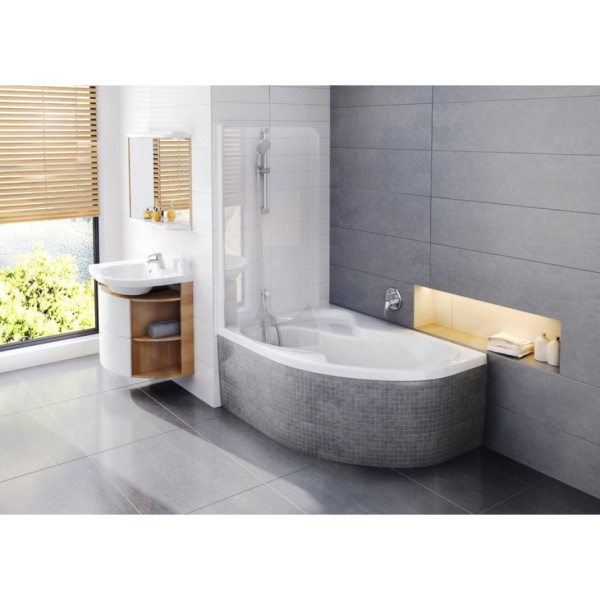 Шторка на ванну (100х150) Ravak Chrome CVSK1 Rosa 160/150 L 7QLS0100Y1 Transparent