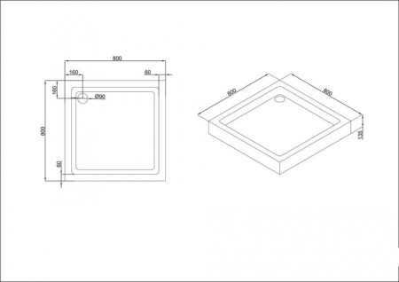 Поддон акриловый Black&White Stellar Wind SQ-08H