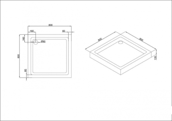 Поддон акриловый Black&White Stellar Wind SQ-08H