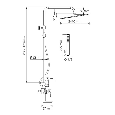 Душевая система WasserKRAFT A166.117.137.087.CH