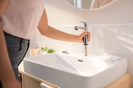 Смеситель для раковины без донного клапана CoolStart Hansgrohe Rebris S 72514000 хром