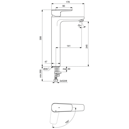 Смеситель для раковины Ideal Standard CERAPLAN III SLIM BC571AA, хром