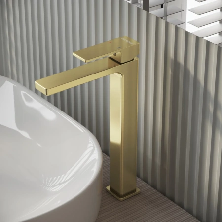 Смеситель для раковины высокий Grossman Style 520.K35.05.320 золото сатиновый