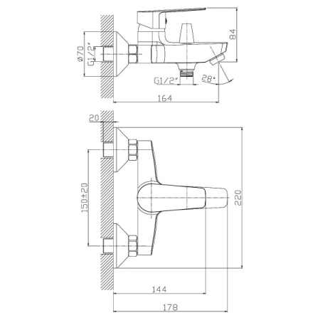 Смеситель для ванны Rossinka S (S35-31)