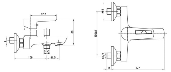 Смеситель для ванны BelBagno Rovena ROW-VASM-CRM