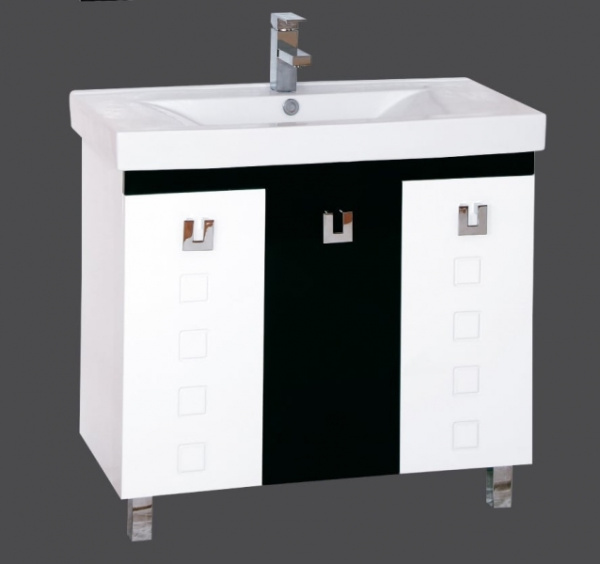 Тумба Misty Эллада 90 + раковина (черная)