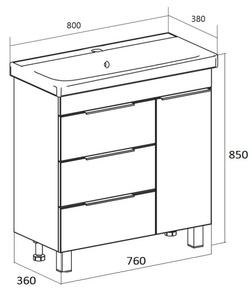 Тумба под раковину 1Marka  Gaula 80Н У92546