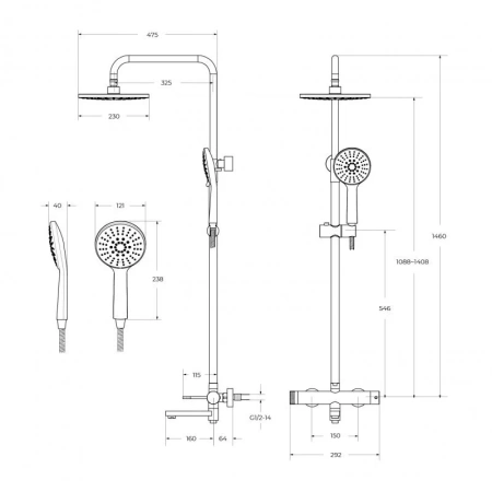 Душевая система с изливом CEZARES RELAX-CVD-BORO