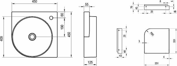 Раковина подвесная Ravak Yard 45 C XJX01245000