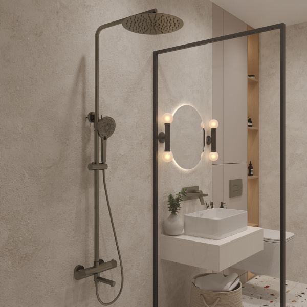 Душевая система с термостатом Oliveeka Y OL-739902-BGM, оружейный металл
