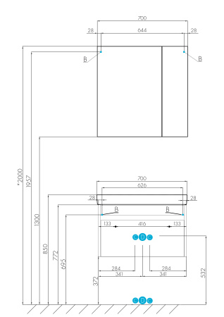 Тумба с раковиной Aquaton Марти 70 1A2675K0MY010