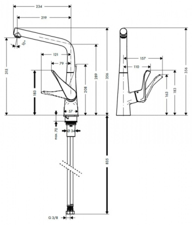 Смеситель для кухни HANSGROHE Metris 14822000