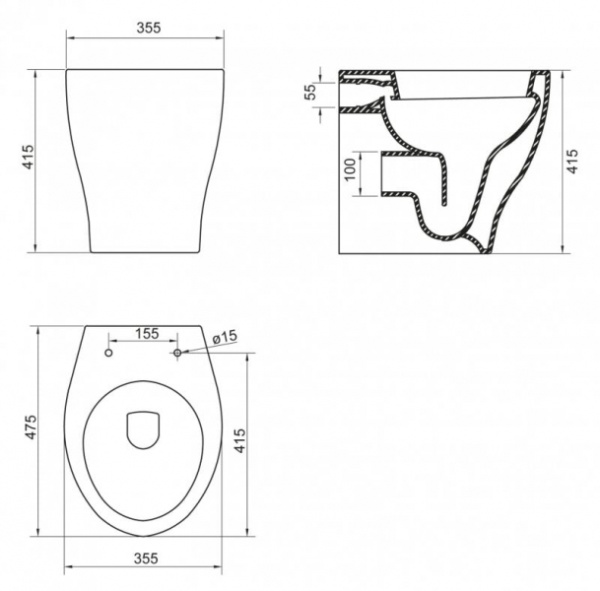 Унитаз приставной BelBagno Alba BB125CB