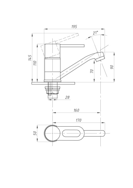 Смеситель для кухни ПСМ-Профсан  ПЛЮС  PSM-215-008