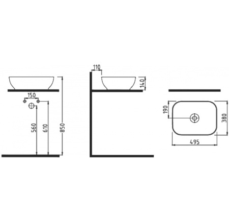Раковина накладная (49,5х38) Bien Motto MTLG05003FD0W5000