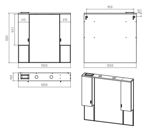 Зеркало-шкаф (104х100) Misty Дива 105 П-Див04105-013