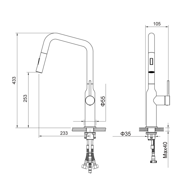 Смеситель для кухни с выдвижной лейкой Timo Saona 2386/03FL черный