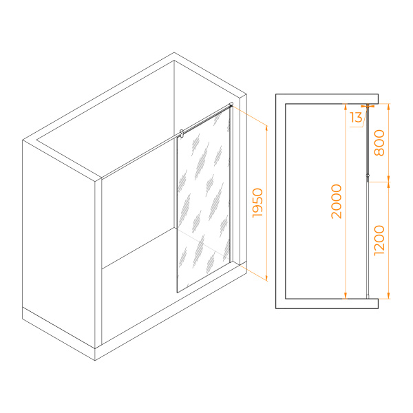 Душевая перегородка 80 см RGW WA-034 Walk In 351003408-11 прозрачное