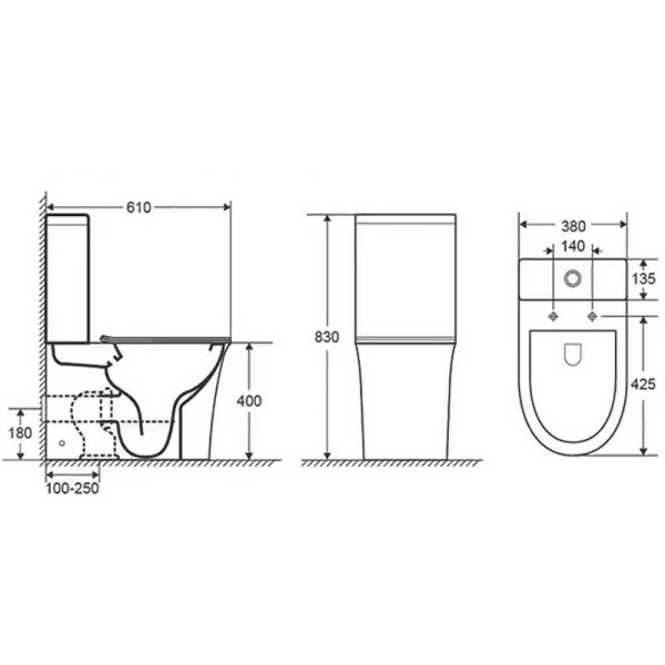 Унитаз компакт Cerutti SPA Avisio CT8459 с бачком и сиденьем Микролифт