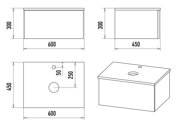 Тумба под раковину Misty Ива 60  П-Ива-01060-481Я