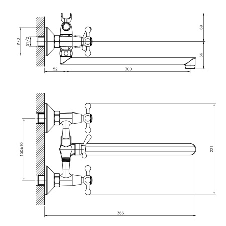 Смеситель для ванны DECOROOM DR53 DR53043