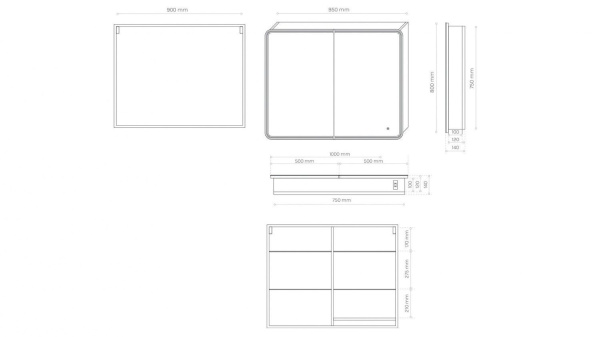 Зеркало-шкаф с подсветкой Art&Max VERONA AM-Ver-900-800-2D-DS-F