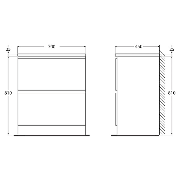 База под раковину BelBagno 70 ALBANO-700-2C-PIA-BL Bianco Lucido