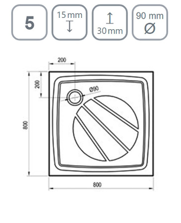 Душевой поддон Ravak Perseus Pro 80х80 XA034401010WM
