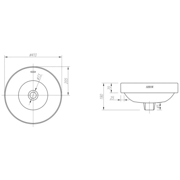 Раковина накладная ARROW AP4305, белый