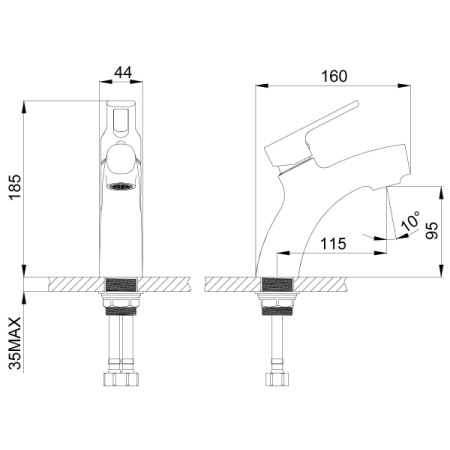 Смеситель для раковины Rossinka RS43 (RS43-11U)