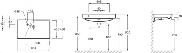 Раковина подвесная Jacob Delafon Rythmik EXO112-Z-00