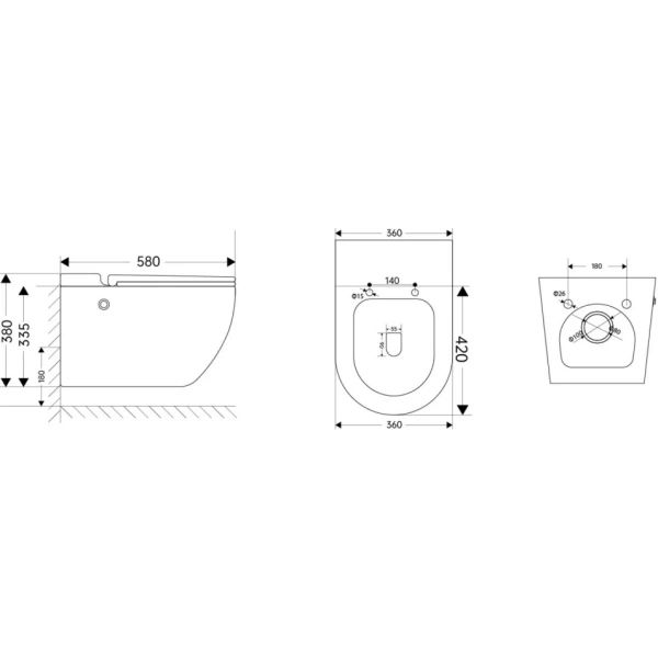 Унитаз ABBER Bequem AC1108P импульсный подвесной белый, безободковый