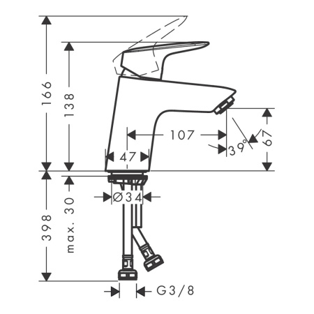 еситель для раковины без донного клапана Hansgrohe Logis 71071670