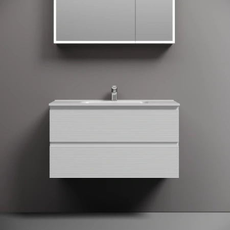 Тумба без раковины подвесная 90 см Sancos Folk FL90W белый матовый 