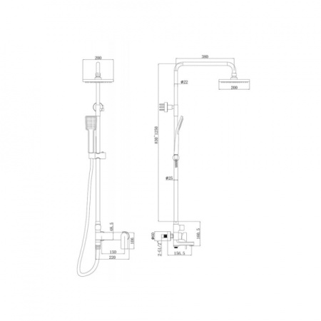 Душевая колонна со смесителем для ванны (F6333367CP-A-RUS)